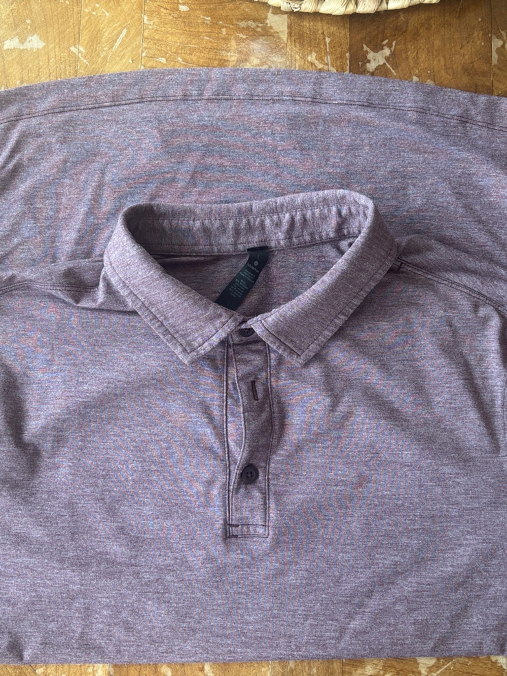 Lululemon Men's Heathered Purple Short-Sleeve Polo Large